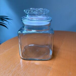 Anchor Hocking vintage clear glass jar with lid
